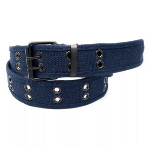 New Navy Blue 2 Holes Row Grommet Canvas Fabric Web Belt Size Small